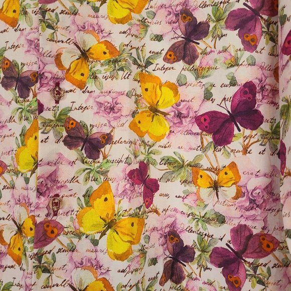 OSCAR PARIS Couture Designer Men's Tailor Fit Shirt Size Med Floral Butterfly - Picture 2 of 12